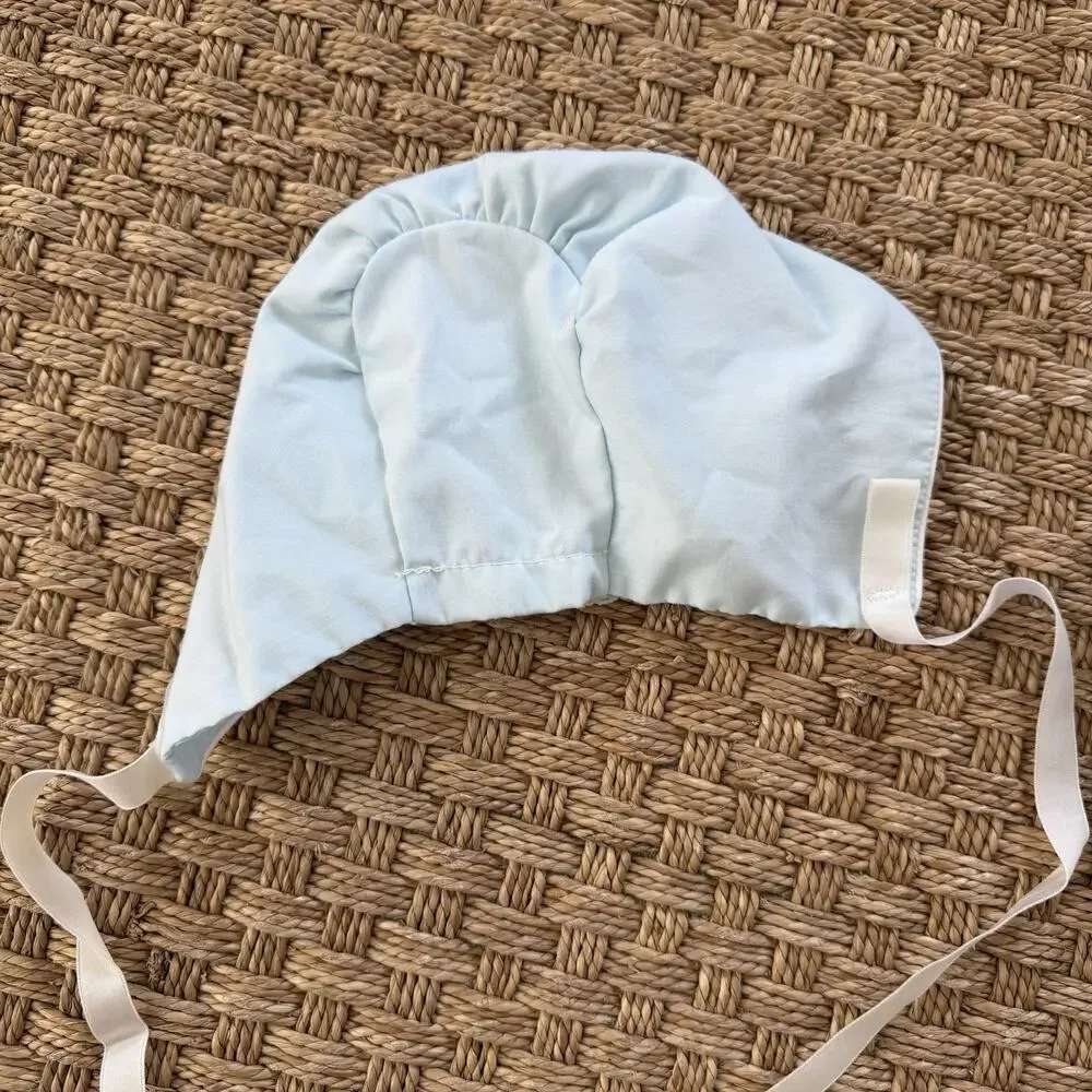Vintage Baby Boy Heirloom Set With Bonnet Pale Blue Color